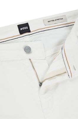 Slim-fit jeans in black mechanical-stretch denim, White