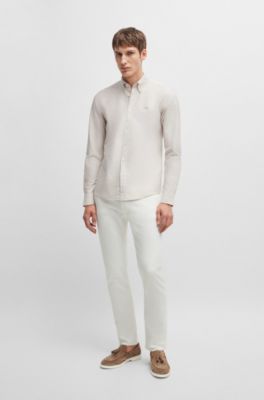 Slim-fit jeans in black mechanical-stretch denim, White