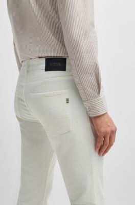 Slim-fit jeans in black mechanical-stretch denim, White