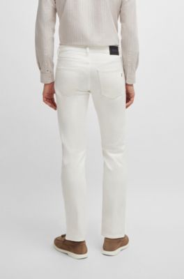 Slim-fit jeans in black mechanical-stretch denim, White