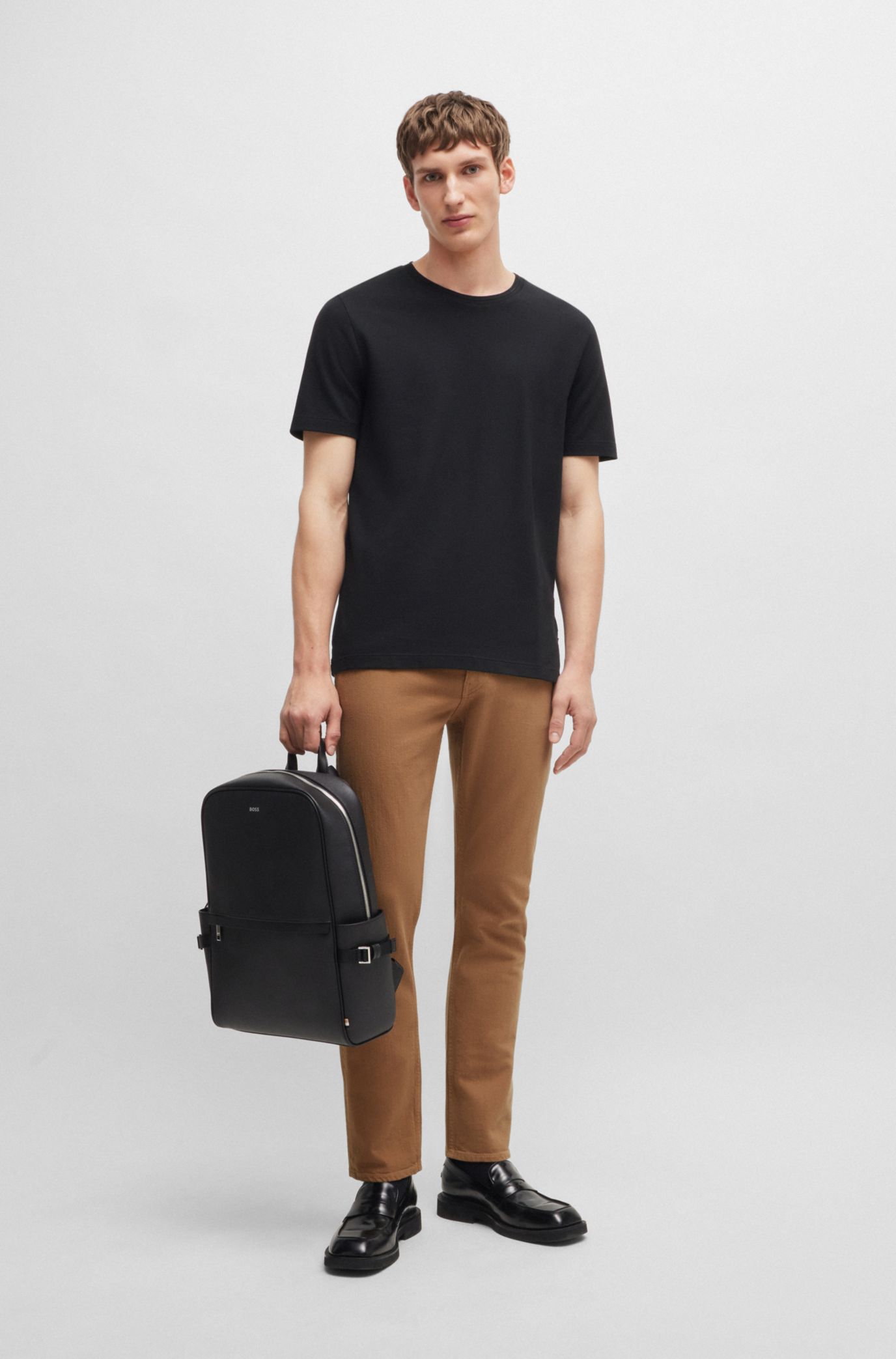 BOSS - Slim-fit jeans in black mechanical-stretch denim BOSS - Slim-fit jeans in black mechanical-stretch denim