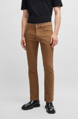 Vaqueros slim fit de tejido vaquero el&aacute;stico negro con estirado mec&aacute;nico, Beige claro