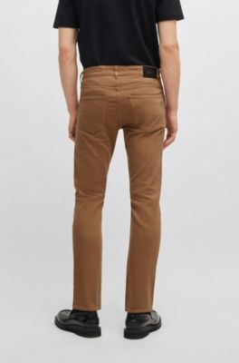 Vaqueros slim fit de tejido vaquero el&aacute;stico negro con estirado mec&aacute;nico, Beige claro