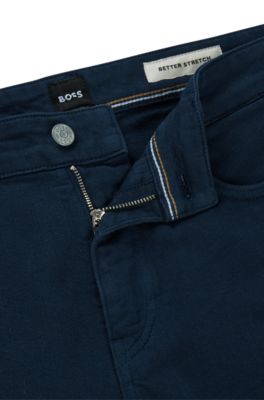 Vaqueros slim fit de tejido vaquero el&aacute;stico negro con estirado mec&aacute;nico, Azul oscuro