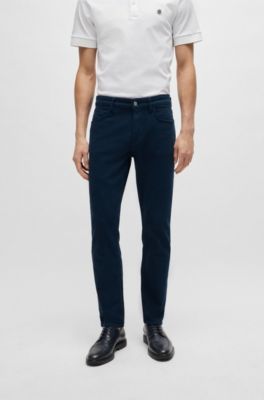 Vaqueros slim fit de tejido vaquero el&aacute;stico negro con estirado mec&aacute;nico, Azul oscuro