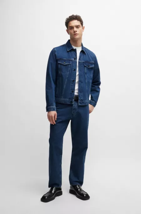 Regular-fit jacket in blue rigid denim
