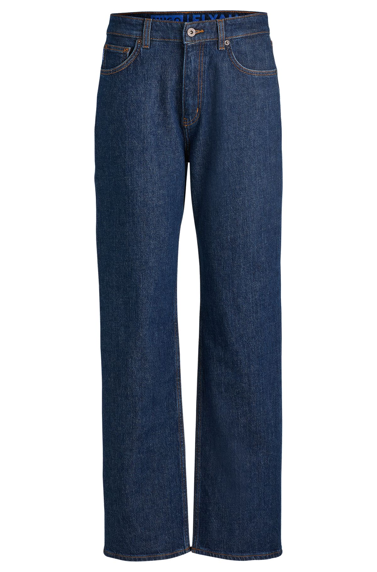 Blue salt-and-pepper jeans in comfort-stretch denim, Dark Blue
