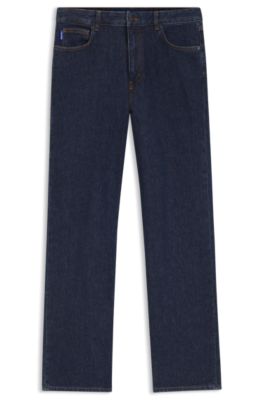 Dark-blue jeans in salt-and-pepper comfort-stretch denim, Dark Blue