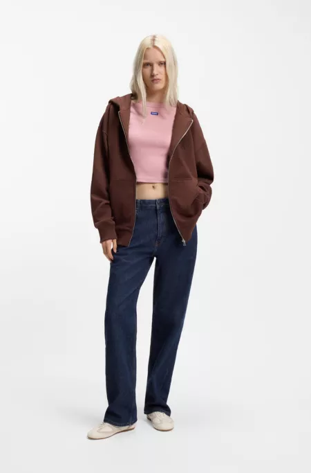 Dark-blue jeans in salt-and-pepper comfort-stretch denim