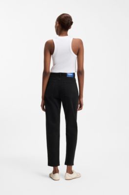 Black boyfriend-fit jeans in stretch denim, Black