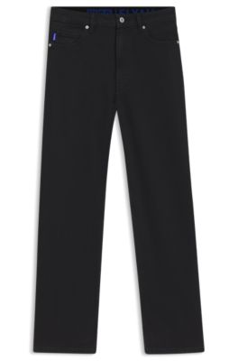 Straight-fit jeans in black stretch denim, Black