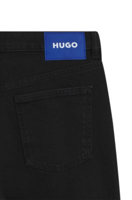 Straight-fit jeans in black stretch denim, Black