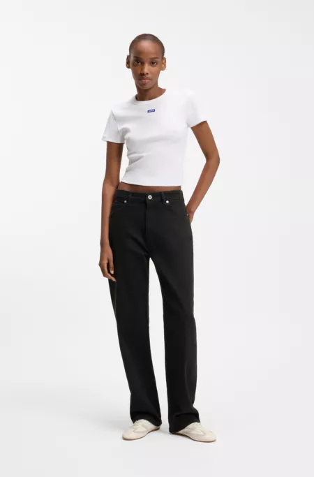 Straight-fit jeans in black stretch denim