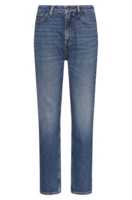 HUGO - Mom jeans in medium-blue stretch denim