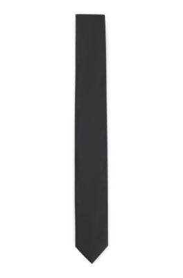 Silk-blend tie with jacquard weave, Black