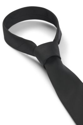 Silk-blend tie with jacquard weave, Black