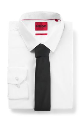Silk-blend tie with jacquard weave, Black