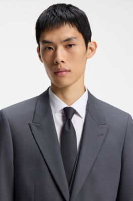 Silk-blend tie with jacquard weave, Black