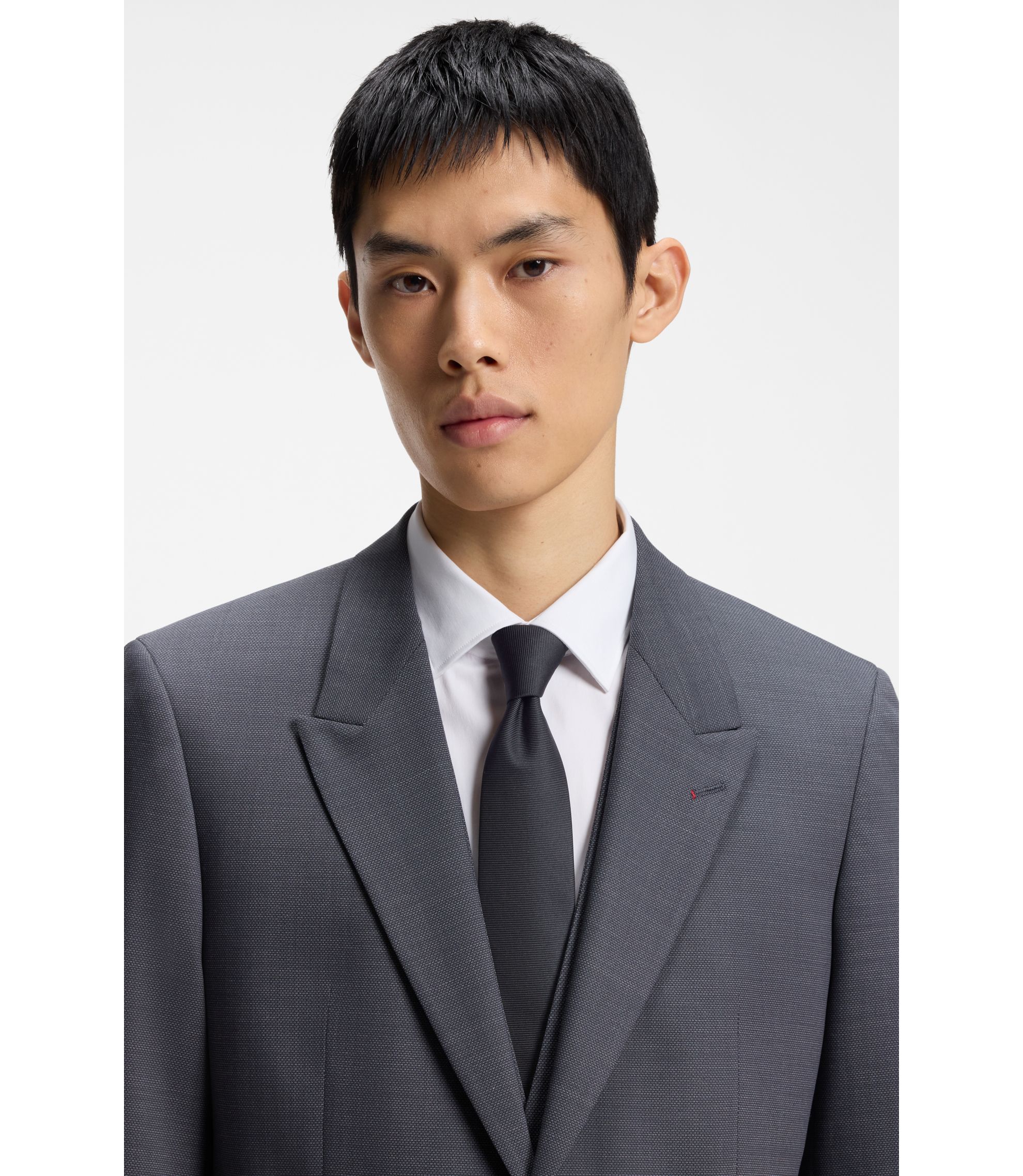 HUGO - Silk-blend tie with jacquard weave - Black