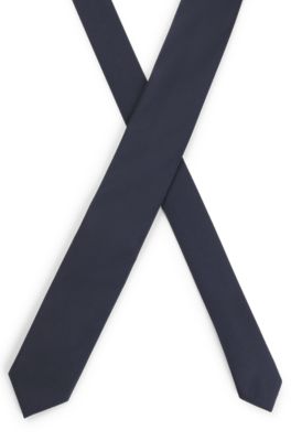 Silk-blend tie with jacquard weave, Dark Blue