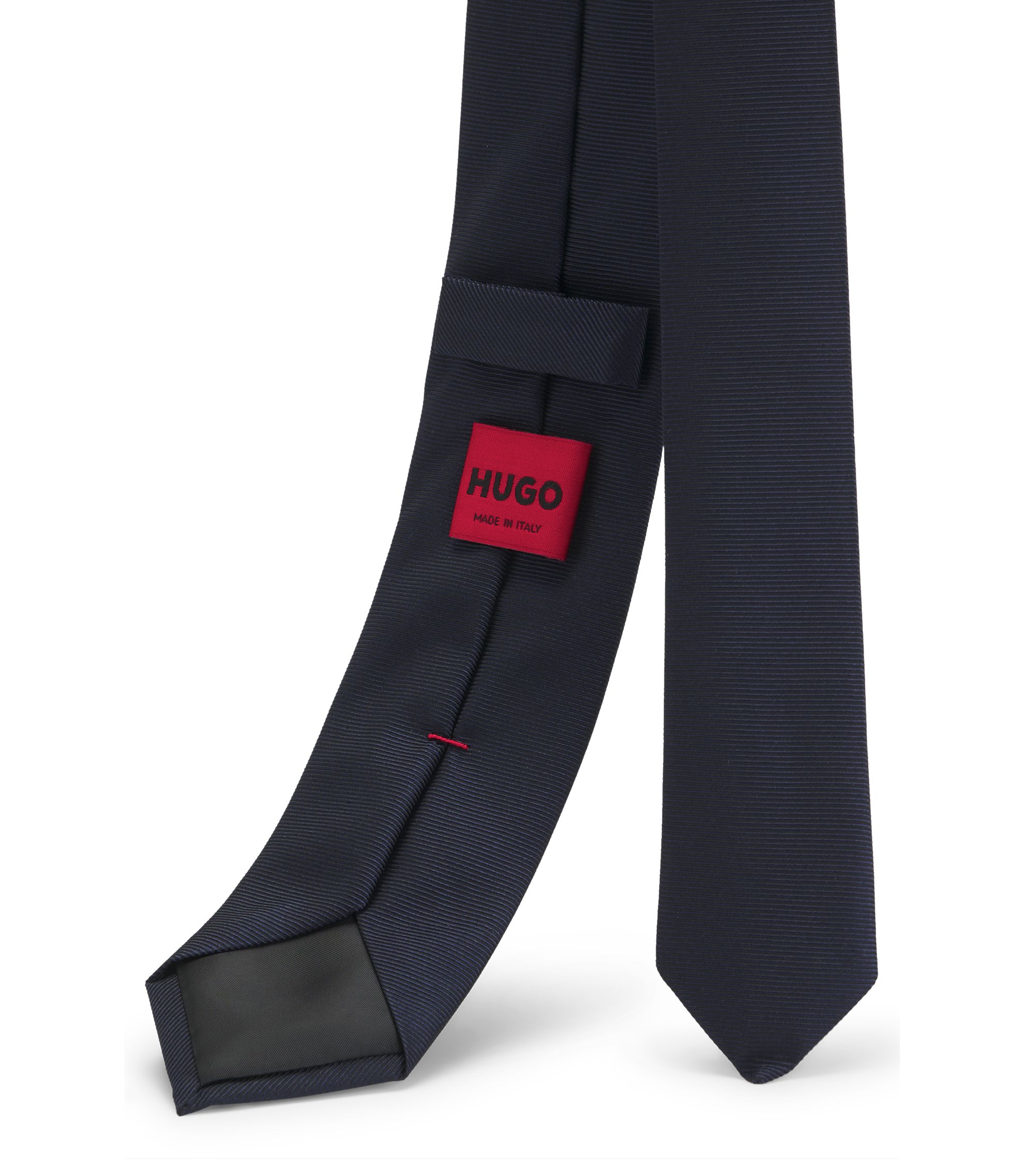 HUGO - Silk-blend tie with jacquard weave - Dark Blue