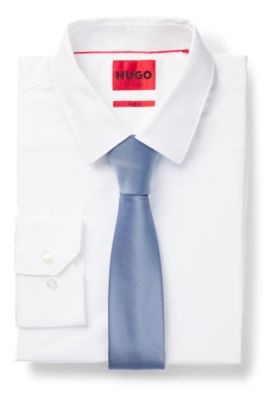 Silk-blend tie with jacquard weave, Light Blue