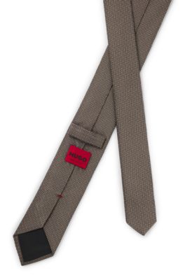 Silk-blend tie with jacquard micro dots, Brown