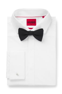 Pre-tied bow tie in a silk blend, Black