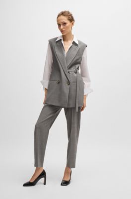 Long-sleeved blouse in pinstripe cotton, Patterned