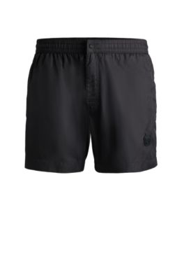 Hugo Boss Fully Lined Swim Shorts With Double B Monogram In Black