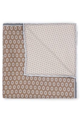 Pochette de costume en soie &agrave; imprim&eacute;s saisonniers, Chaux