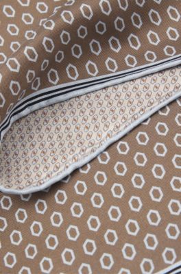 Pochette de costume en soie &agrave; imprim&eacute;s saisonniers, Chaux