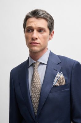 Pochette de costume en soie &agrave; imprim&eacute;s saisonniers, Chaux