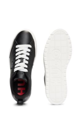Platform-sole trainers with logo flag and signature details, Black