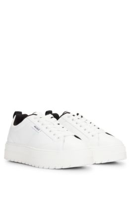 Platform-sole trainers with logo flag and signature details, White
