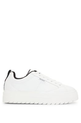 Platform-sole trainers with logo flag and signature details, White