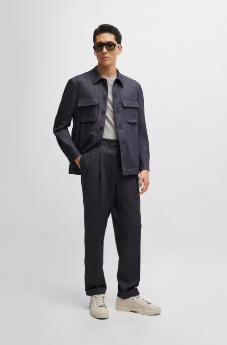 Relaxed-fit trousers in denim-effect wool