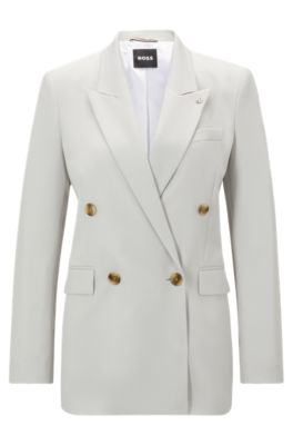 Hugo Boss Regular-fit Jacket In A Heavyweight Wool Blend In Light Beige