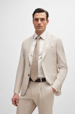 Cravate en soie &agrave; motif jacquard, Beige