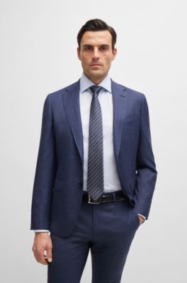 Silk tie with jacquard pattern, Dark Blue