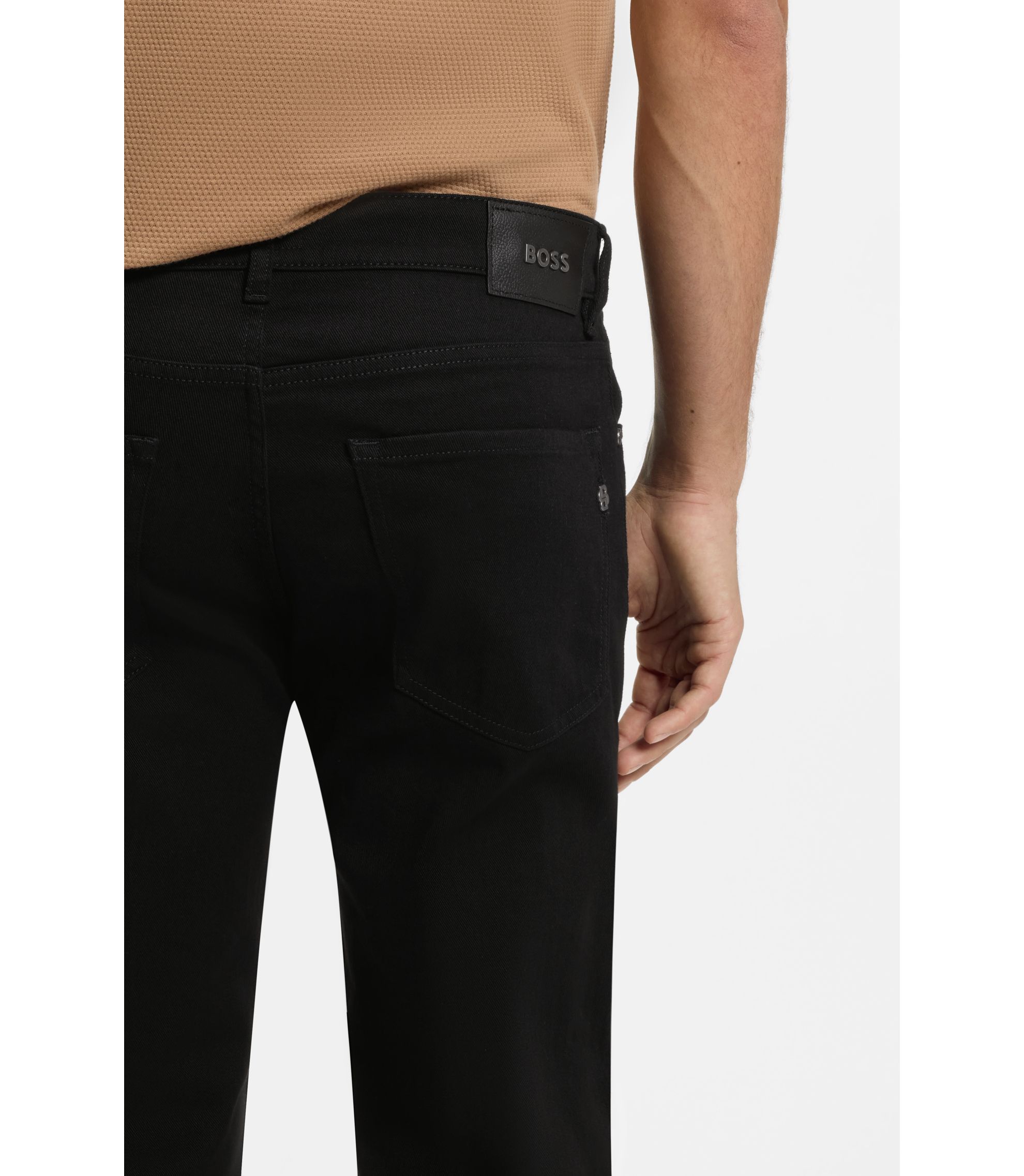 BOSS - Maine Black-black regular-fit jeans in cashmere-touch 