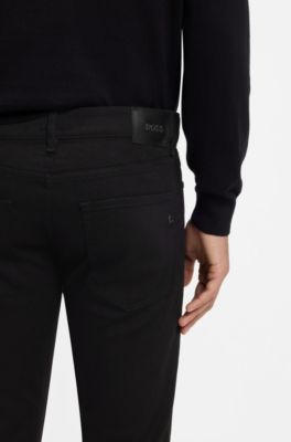 Slim-fit jeans in black stretch denim, Black