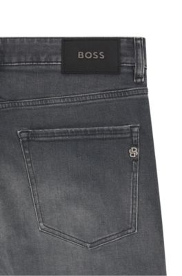Delaware slim-fit jeans in gray stretch denim, Grey
