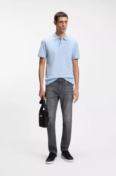 Grey slim-fit jeans in stretch denim