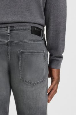 Grey slim-fit jeans stretch denim