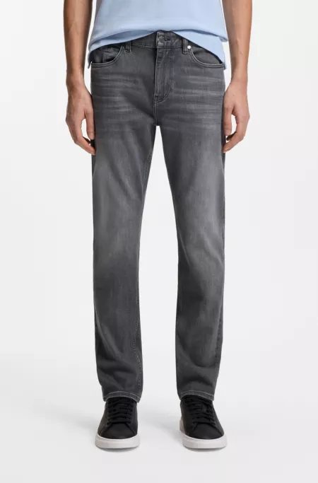 Grey slim-fit jeans in stretch denim