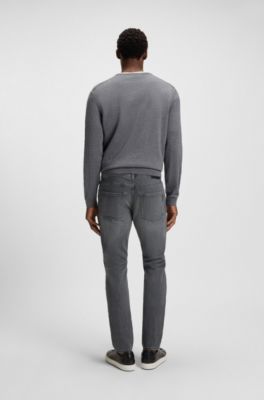 Grey slim-fit jeans in stretch denim, Grey