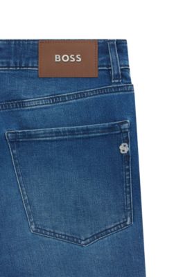 Jean Regular Maine en denim bleu tr&egrave;s doux, Bleu