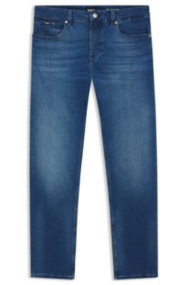 Blue slim-fit jeans in cashmere-touch denim, Blue