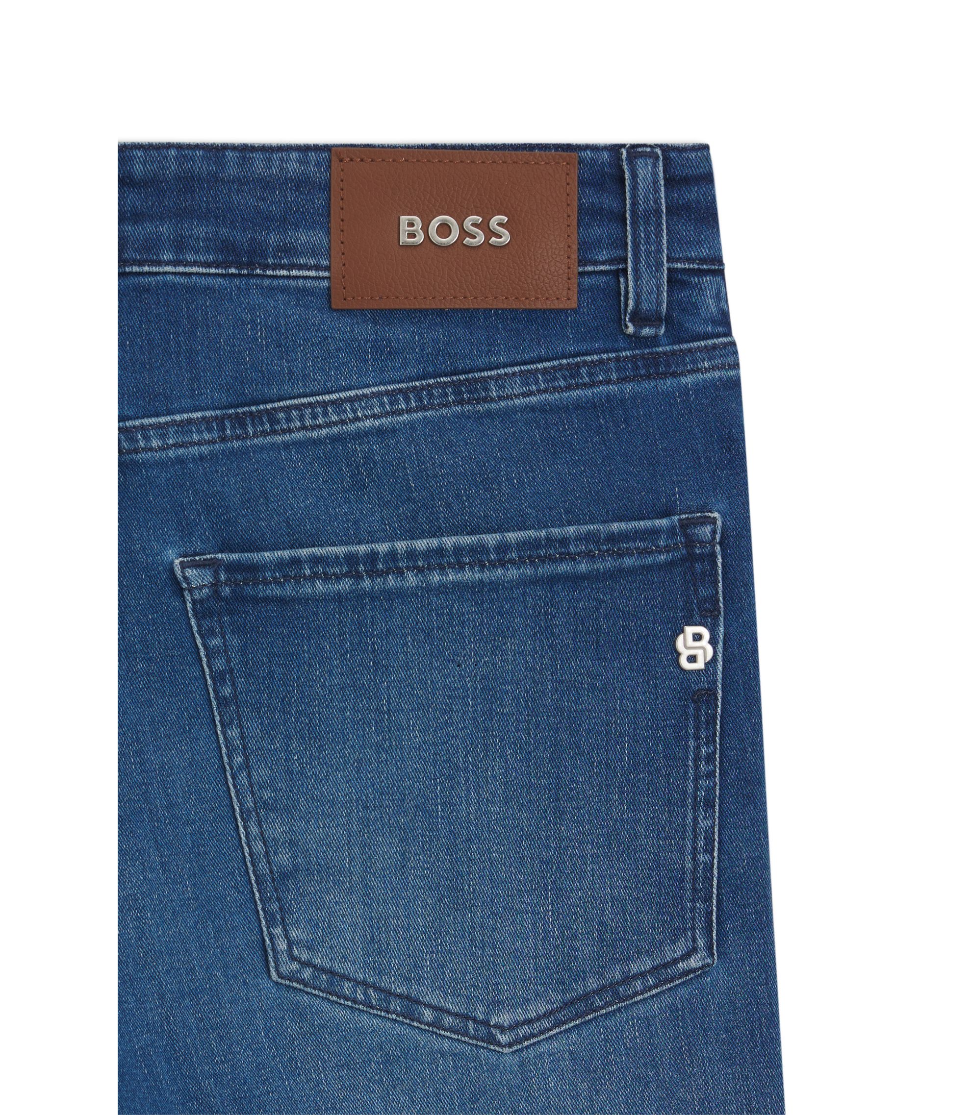 BOSS - Blue slim-fit jeans in cashmere-touch denim - Blue